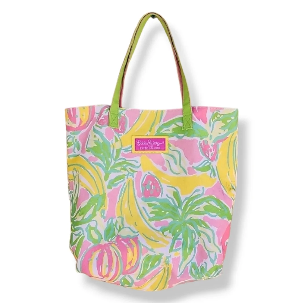LILLY PULITZER ESTEE LAUDER Floral Tote Beach Bag Preppy Shopper Shoulder Purse